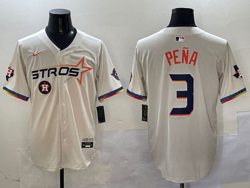 Men Houston Astros #3 Pena Cream Fourth generation Joint Name 2025 Nike MLB Jersey style 4157->houston astros->MLB Jersey